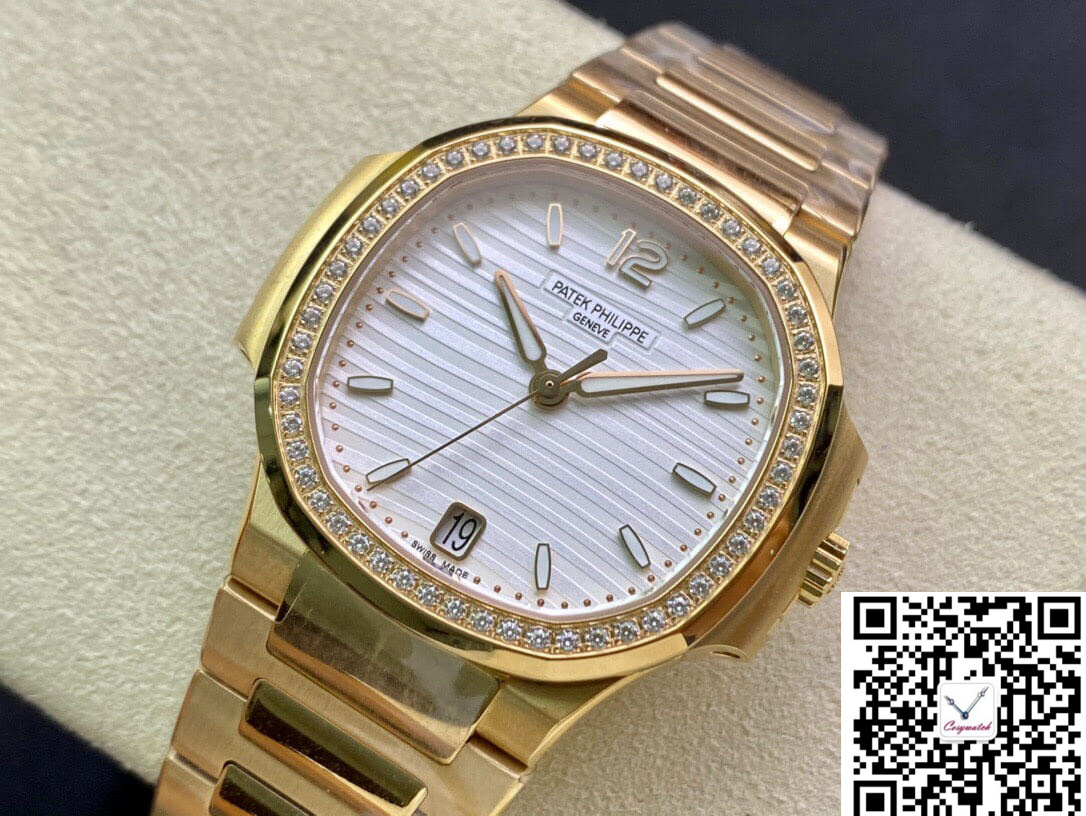 PATEK PHILIPPE NAUTILUS LADIES 7118/1200R-001 3K FACTORY SILVER WHITE DIAL NAUTILUS LADIES