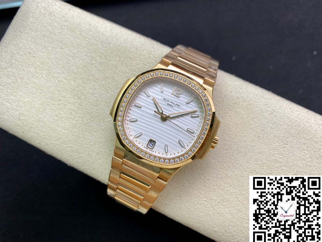 PATEK PHILIPPE NAUTILUS LADIES 7118/1200R-001 3K FACTORY SILVER WHITE DIAL NAUTILUS LADIES