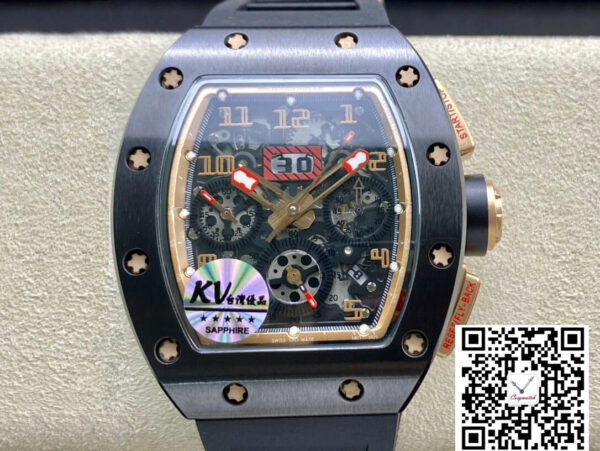 Richard Mille RM011 KV Factory Black Ceramic Skeleton Dial