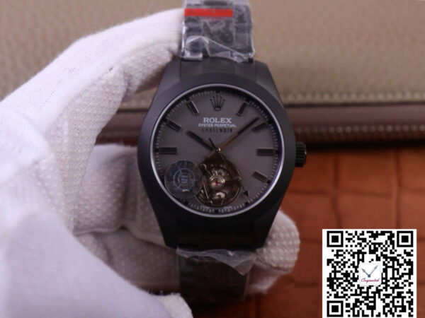 JB Factory Replica Rolex Milgauss Base 116400 Label Noir Design LNT01HS-001 Black case watch