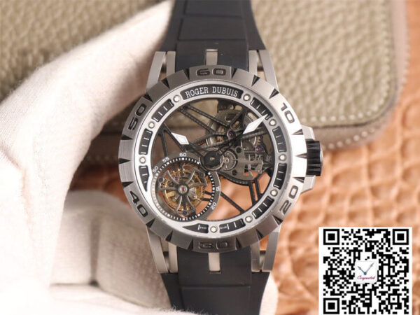 Roger Dubuis Excalibur Spidr RDDBEX0479 JB Factory Tourbillon Skeleton Dial Black Strap