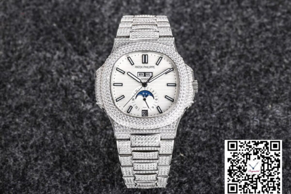Patek Philippe Nautilus 5726 R8 Factory Gypsophila Diamond White Dial