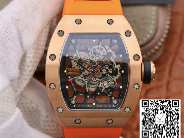 Richard Mille RM035 Americas KV Factory Rose Gold Orange Strap