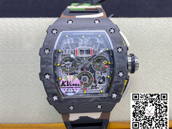 Richard Mille RM-011 KV Factory V2  Carbon Fiber Camo Rubber Strap