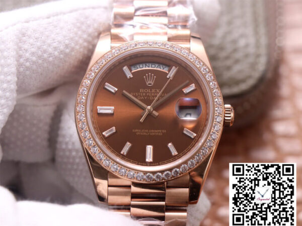 Rolex Day-Date M228345RBR-0006 EW Factory Diamond Chocolate Color Dial