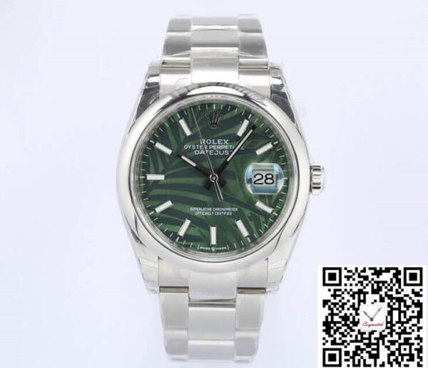 Rolex Datejust M126200-0020 EW Factory Olive Green Palm Leaf Pattern Dial