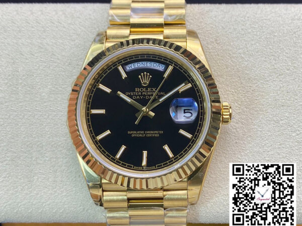 Rolex Day Date 40MM EW Factory Yellow Gold Black Dial