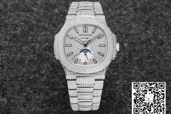 Patek Philippe Nautilus 5726/1A-014 R8 Factory Gypsophila Silver Diamond