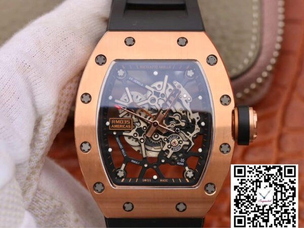 Richard Mille RM035 Americas KV Factory Rose Gold Black Strap