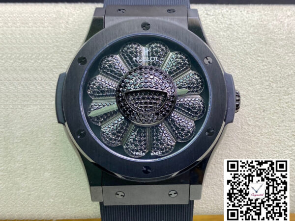 Hublot Classic Fusion Takashi Murakami 507.CX.9000.RX.TAK21 Sunflower Diamond Black Dial