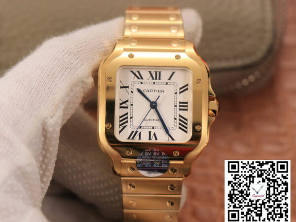 Cartier De Santos WSSA0010 BV Factory 18K Gold White Dial