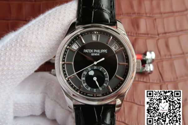 Patek Philippe Annual Calendar 5205R-001 KM Factory Black Dial Cowhide Strap