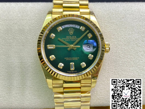 Rolex Day-Date M128238-0069 Yellow Gold EW Factory Gradual Green Dial