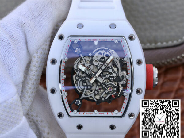 Richard Mille RM055 KV Factory White Rubber Strap