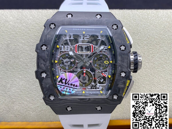 Richard Mille RM011-03 KV Factory Carbon Fiber White Strap