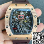 Richard Mille RM011 KV Factory Rose Gold Brown Rubber Strap