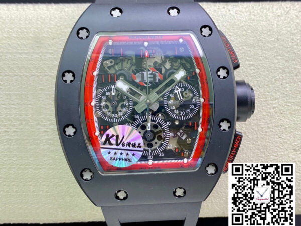 Richard Mille RM011 KV Factory Ceramic Black Rubber Strap