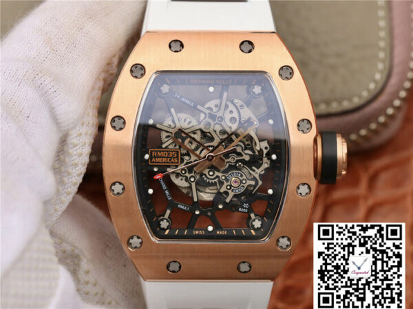 Richard Mille RM035 Americas KV Factory Rose Gold White Strap