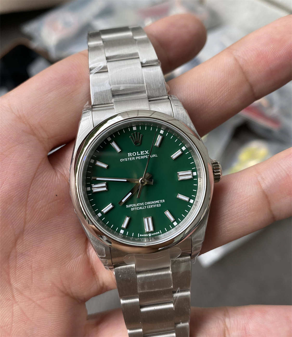 6-230Z521152G91 Rolex Oyster Perpetual M126000-0005 VS Factory Green Dial 36mm Top Clone - Image 1
