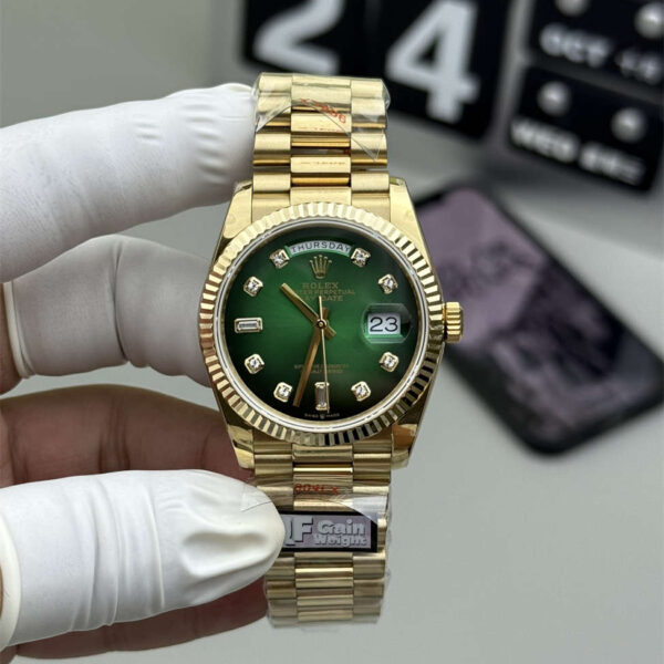 Rolex Day-Date 128238-0118 Green Dial 36mm QF Factory 1:1 Super Clone