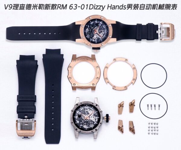 V9 Factory Richard Mille 42.7mm Men's Dizzy Hands Automatic Synchronised