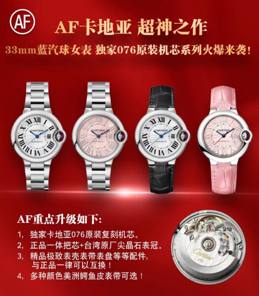 AF Factory Cartier Ballon Bleu White Dial 33mm