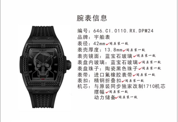 TW Factory Hublot Black Dial 42mm Exclusive Genuine Synchronised Thickness