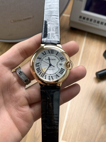 Cartier 42mm Rose Gold Leather Strap